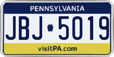 PA license plate JBJ5019