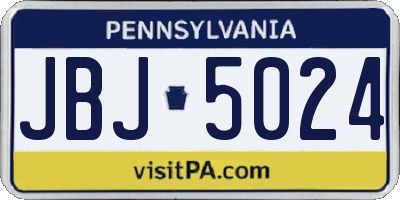 PA license plate JBJ5024
