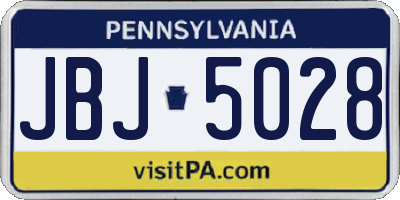 PA license plate JBJ5028