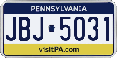 PA license plate JBJ5031