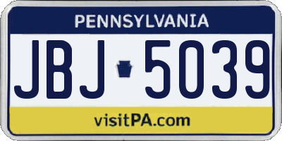 PA license plate JBJ5039