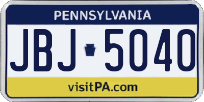 PA license plate JBJ5040