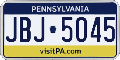 PA license plate JBJ5045