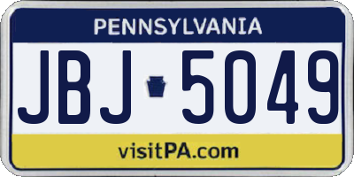 PA license plate JBJ5049