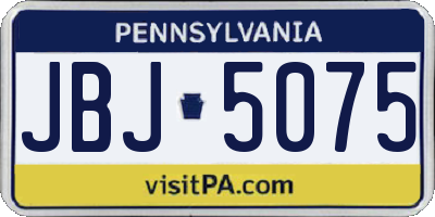 PA license plate JBJ5075