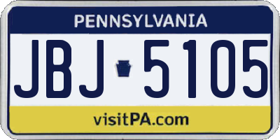 PA license plate JBJ5105