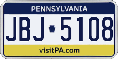PA license plate JBJ5108