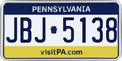 PA license plate JBJ5138