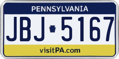 PA license plate JBJ5167