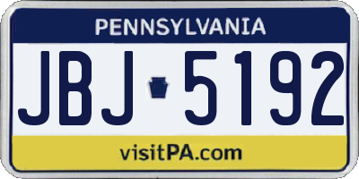 PA license plate JBJ5192