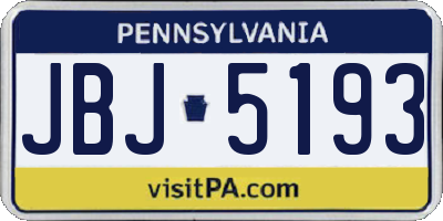 PA license plate JBJ5193