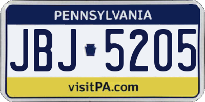PA license plate JBJ5205