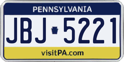 PA license plate JBJ5221