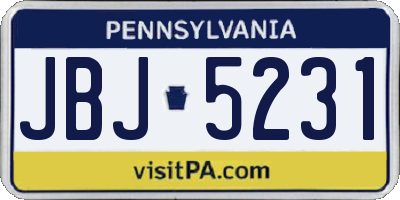 PA license plate JBJ5231