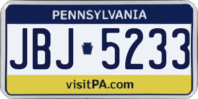 PA license plate JBJ5233