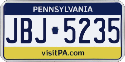 PA license plate JBJ5235