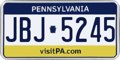 PA license plate JBJ5245