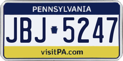 PA license plate JBJ5247