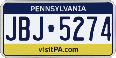PA license plate JBJ5274