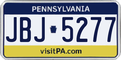 PA license plate JBJ5277