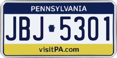 PA license plate JBJ5301