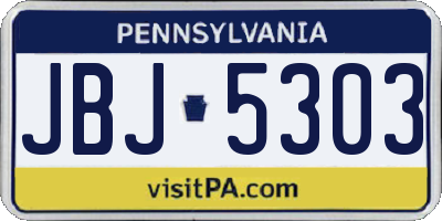 PA license plate JBJ5303