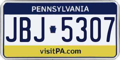 PA license plate JBJ5307