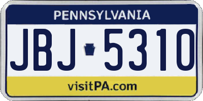 PA license plate JBJ5310