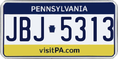 PA license plate JBJ5313
