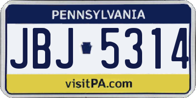 PA license plate JBJ5314