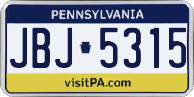 PA license plate JBJ5315