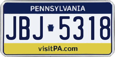 PA license plate JBJ5318
