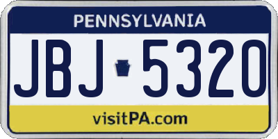PA license plate JBJ5320
