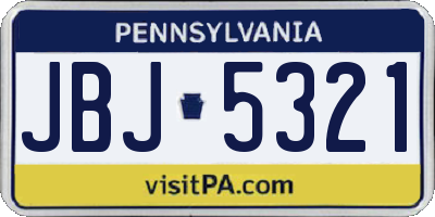 PA license plate JBJ5321