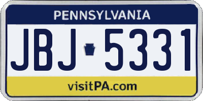 PA license plate JBJ5331
