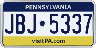 PA license plate JBJ5337