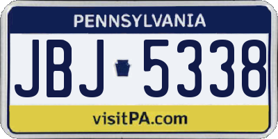 PA license plate JBJ5338