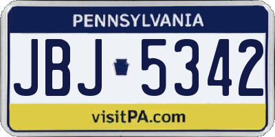 PA license plate JBJ5342
