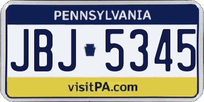 PA license plate JBJ5345