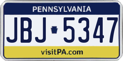 PA license plate JBJ5347
