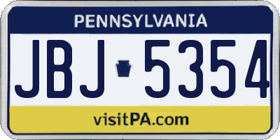 PA license plate JBJ5354