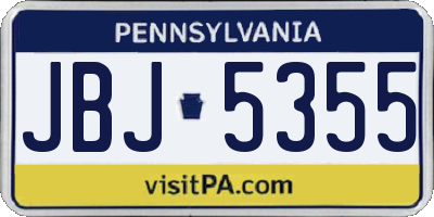 PA license plate JBJ5355