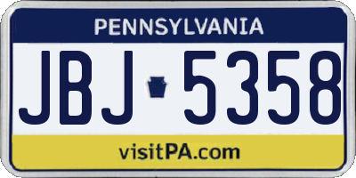 PA license plate JBJ5358