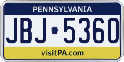 PA license plate JBJ5360