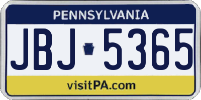 PA license plate JBJ5365