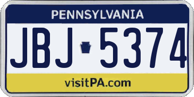 PA license plate JBJ5374