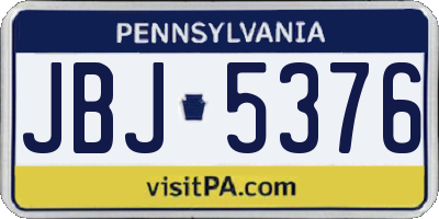 PA license plate JBJ5376