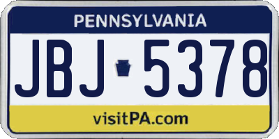 PA license plate JBJ5378