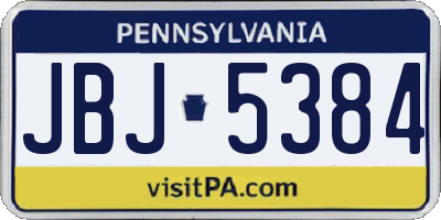 PA license plate JBJ5384