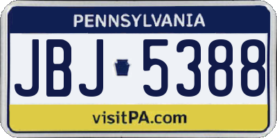 PA license plate JBJ5388